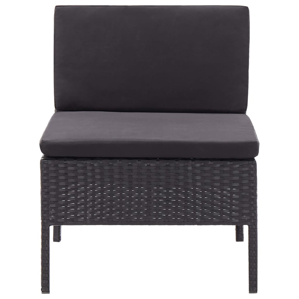 Loungeset Met Kussens Poly Rattan Zwart