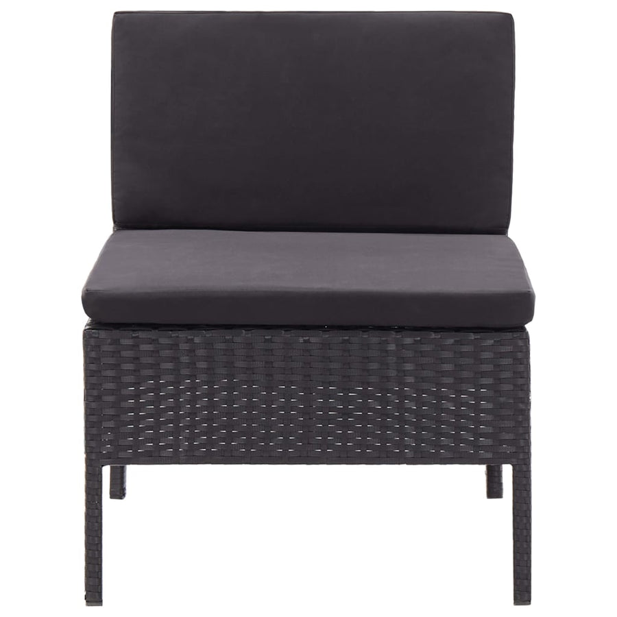 Loungeset Met Kussens Poly Rattan Zwart
