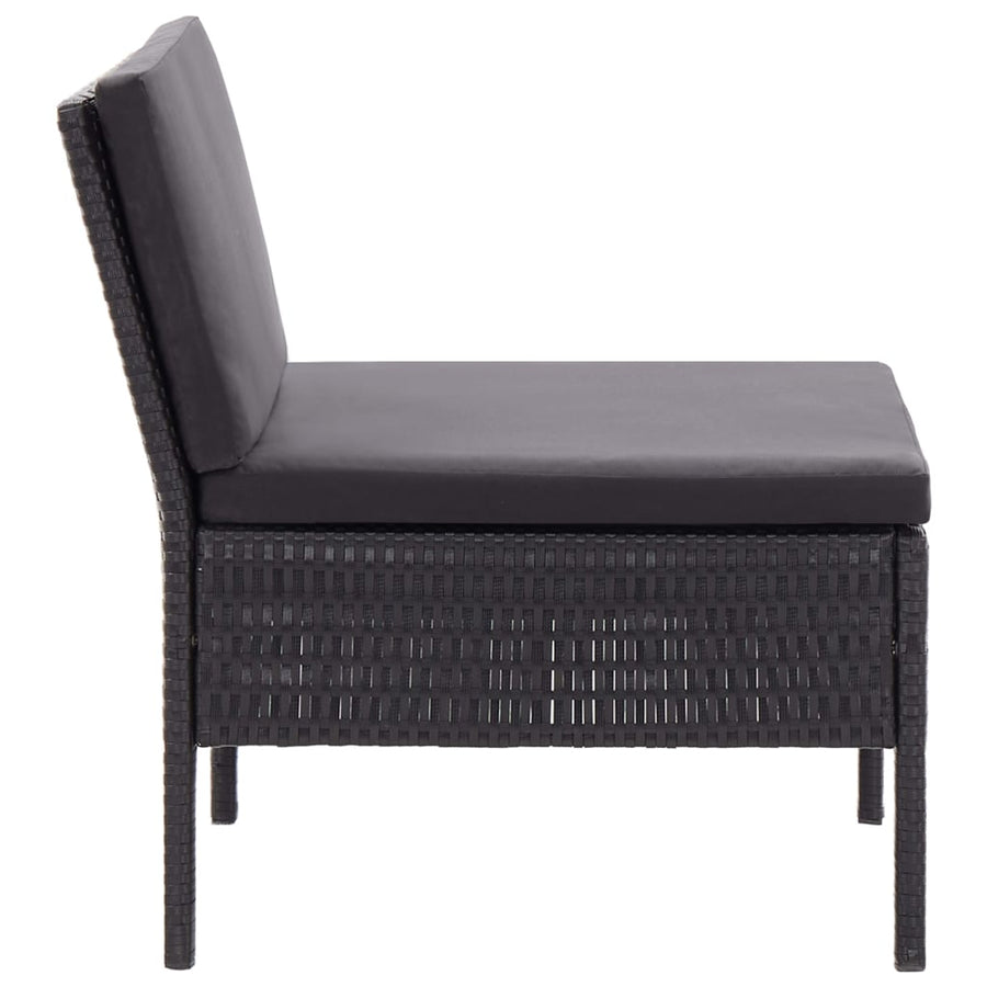 Loungeset Met Kussens Poly Rattan Zwart