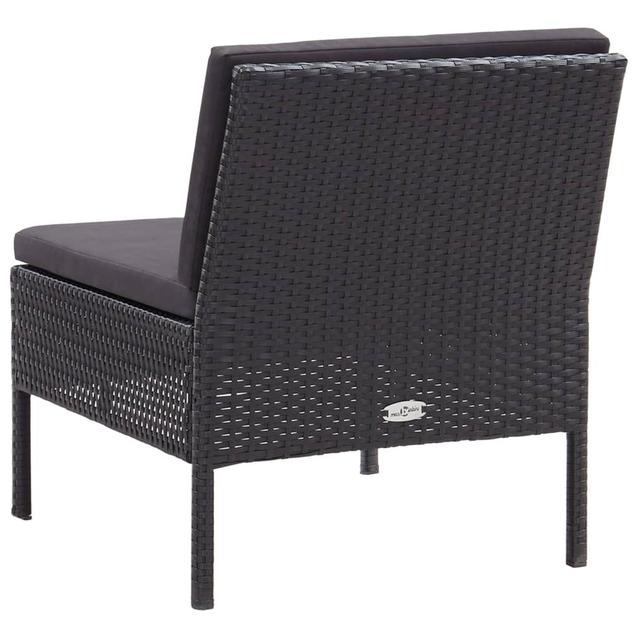 Loungeset Met Kussens Poly Rattan Zwart