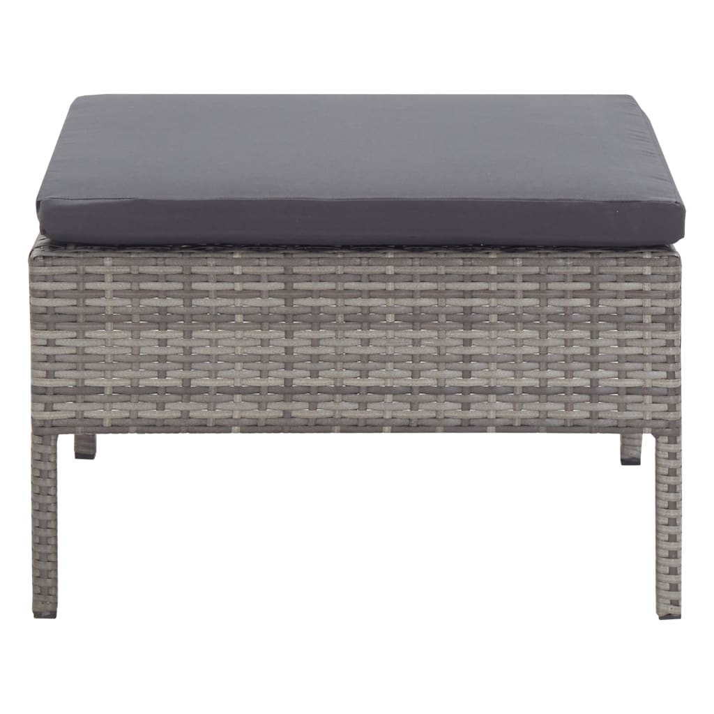 -Delige Loungeset Met Kussens Poly Rattan Grijs