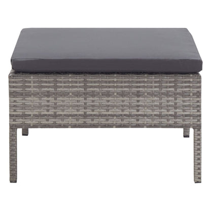-Delige Loungeset Met Kussens Poly Rattan Grijs
