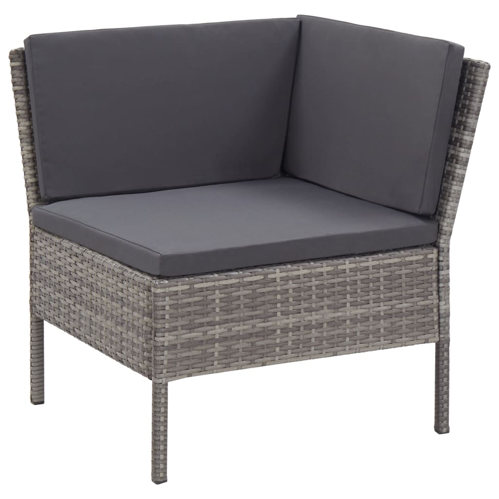 -Delige Loungeset Met Kussens Poly Rattan Grijs