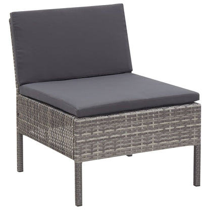 -Delige Loungeset Met Kussens Poly Rattan Grijs