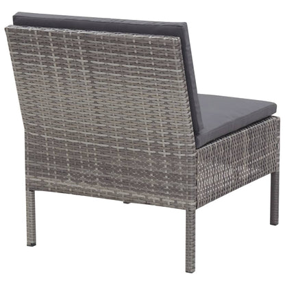 -Delige Loungeset Met Kussens Poly Rattan Grijs