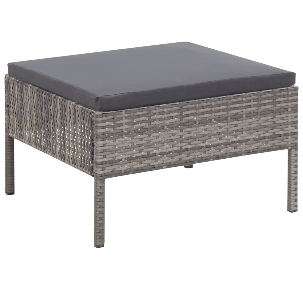 -Delige Loungeset Met Kussens Poly Rattan Grijs