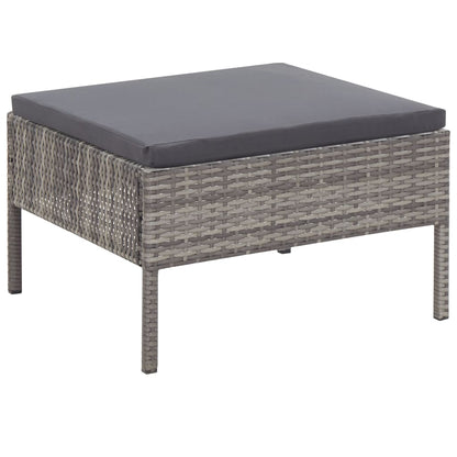 -Delige Loungeset Met Kussens Poly Rattan Grijs