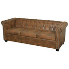 Chesterfield bank 3-zits bruin kunstleer 200x76x70 cm