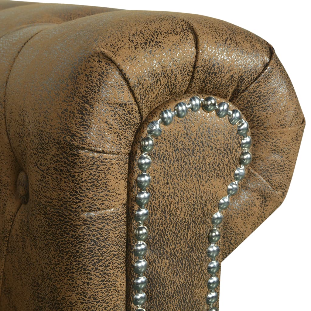 Chesterfield Bank 3-Zits Bruin Kunstleer