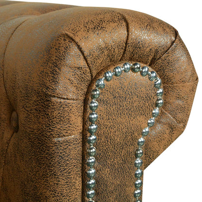 Chesterfield Bank 3-Zits Bruin Kunstleer