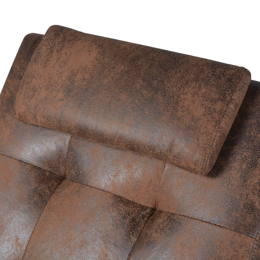 Chaise Longue met Kussen Bruin Suède Look Stof
