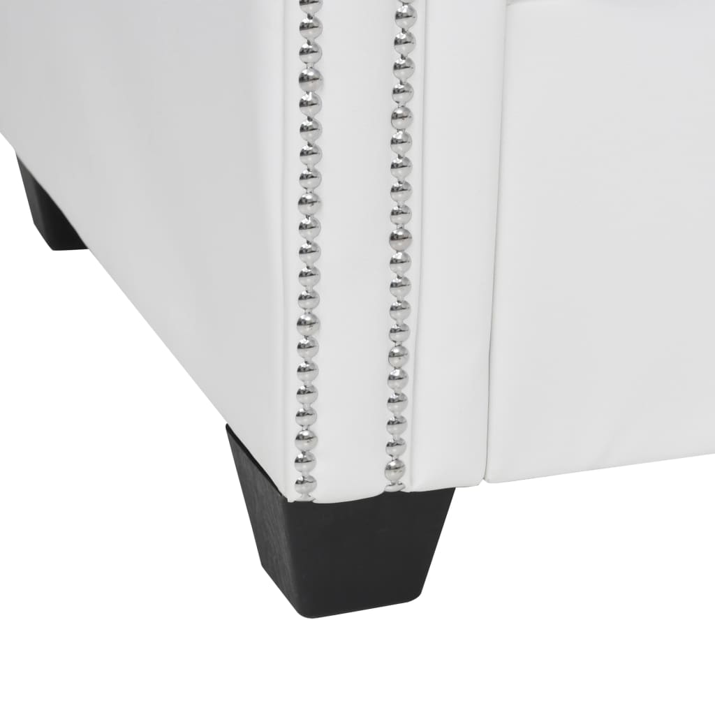 Chesterfield bank L-vormig kunstleer wit