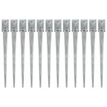 Grondpinnen 12 st 9x9x90 cm gegalvaniseerd staal zilverkleurig 12 9 x 9 x 90 cm