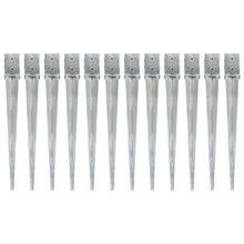 Grondpinnen 12 st 10x10x91 cm gegalvaniseerd staal zilverkleurig 12 10 x 10 x 91 cm