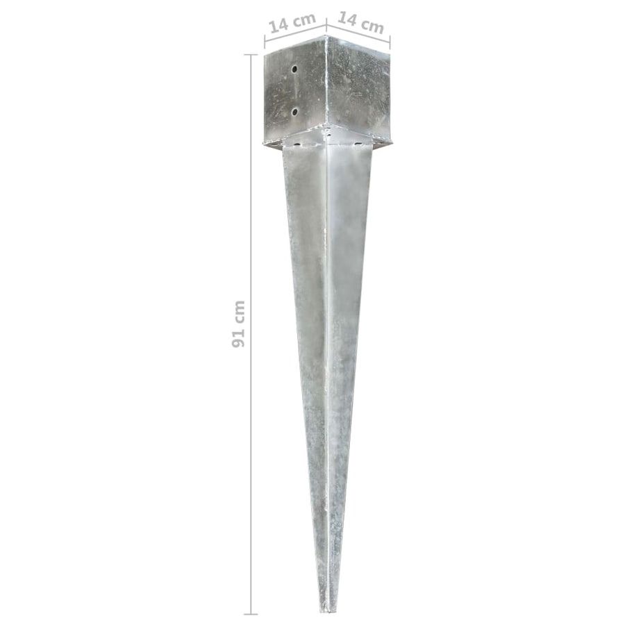 Grondpinnen 6 st 14x14x91 cm gegalvaniseerd staal zilverkleurig 6 14 x 14 x 91 cm