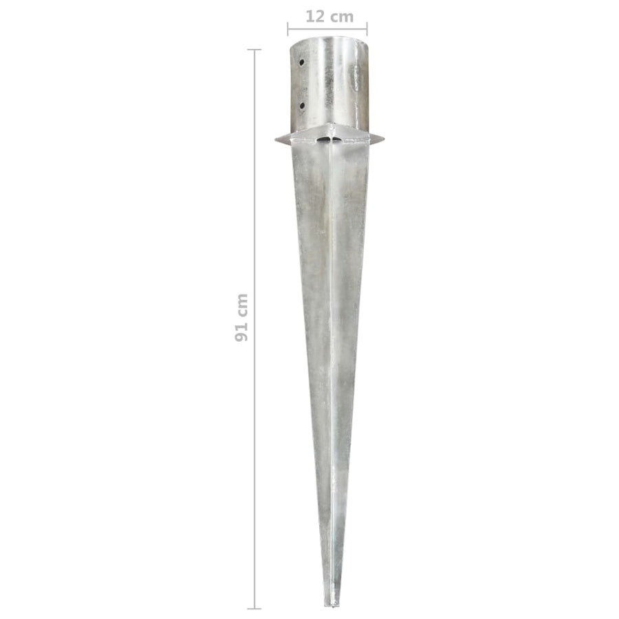 Grondpinnen 6 st 12x91 cm gegalvaniseerd staal zilverkleurig 6 12 x 91 cm