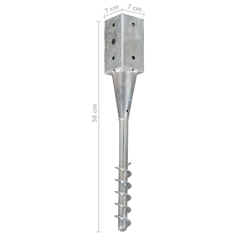 Grondpinnen 2 St 7X7X56 Cm Gegalvaniseerd Staal Zilverkleurig 7 x 7 x 56 cm