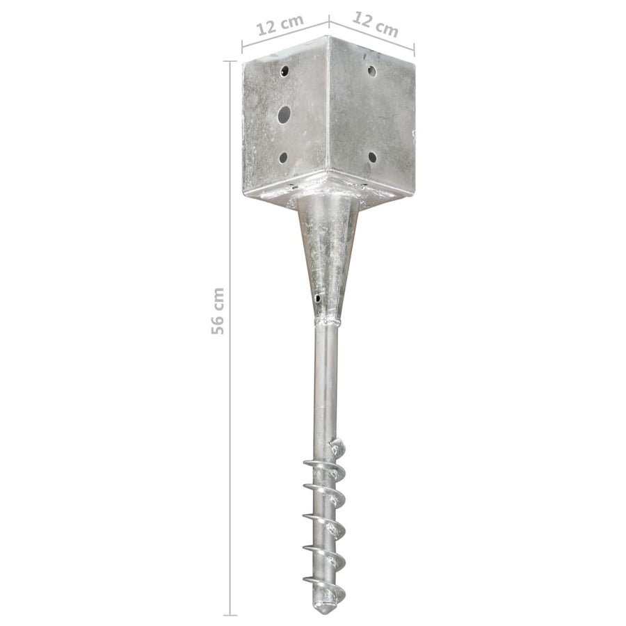 Grondpinnen 6 St 12X12X56 Cm Gegalvaniseerd Staal Zilverkleurig 12 x 12 x 56 cm