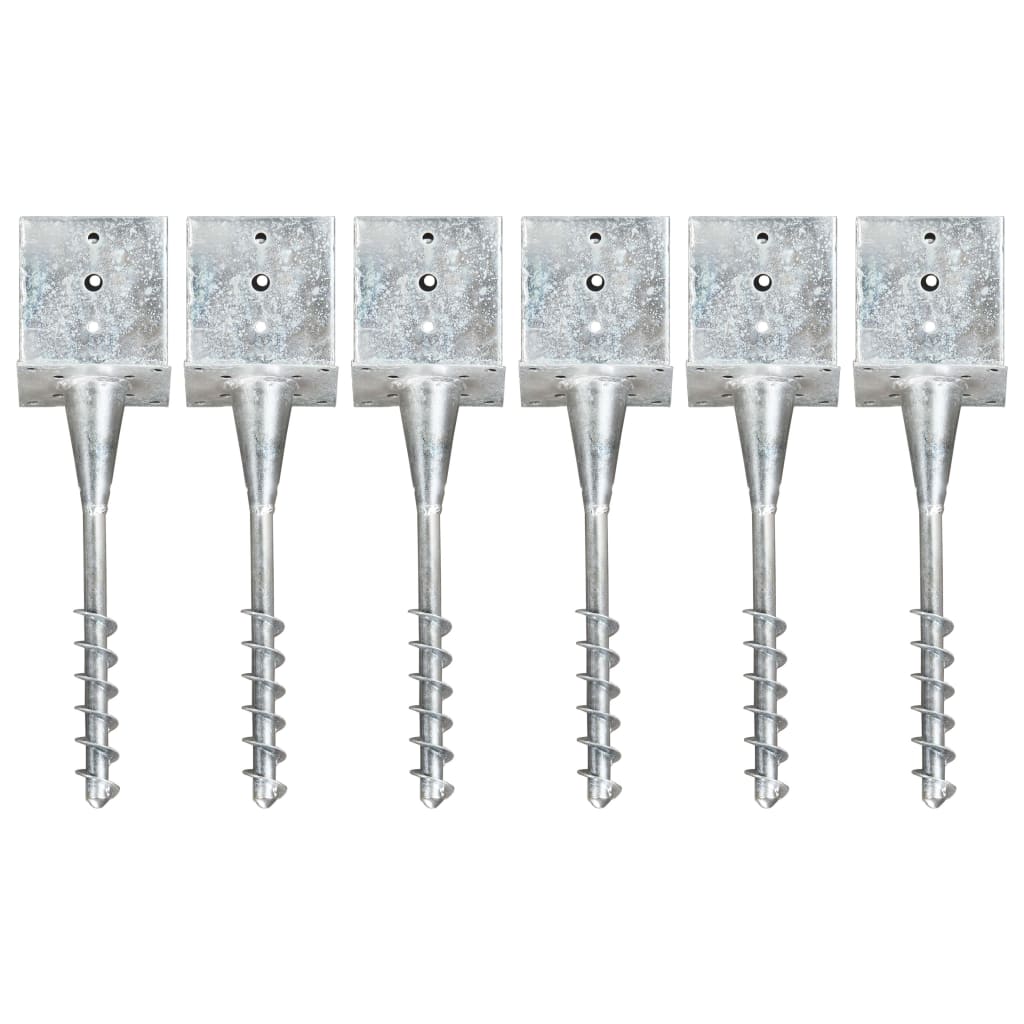 Grondpinnen 6 St 14X14X58 Cm Gegalvaniseerd Staal Zilverkleurig 14 x 14 x 58 cm