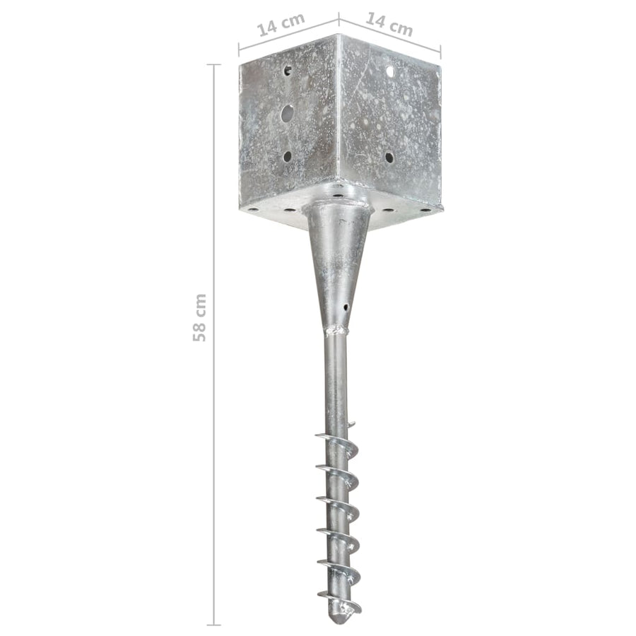 Grondpinnen 6 St 14X14X58 Cm Gegalvaniseerd Staal Zilverkleurig 14 x 14 x 58 cm