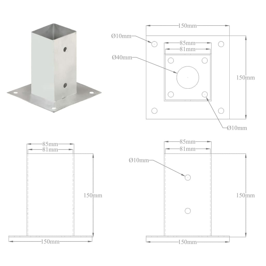 Paalankers 4 St 81 Mm Gegalvaniseerd Metaal