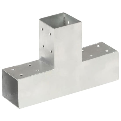 Paalverbindingen 4 st T-vorm 71x71 mm gegalvaniseerd metaal 71 x 71 mm T-vorm