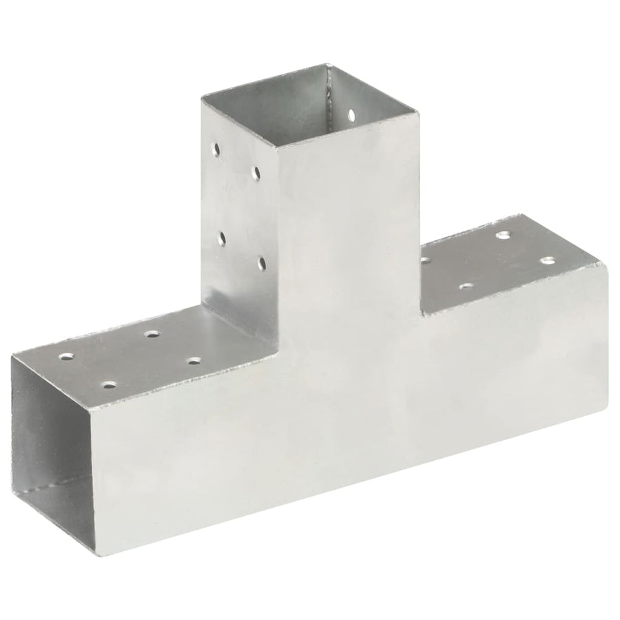 Paalverbindingen 4 st T-vorm 71x71 mm gegalvaniseerd metaal 71 x 71 mm T-vorm