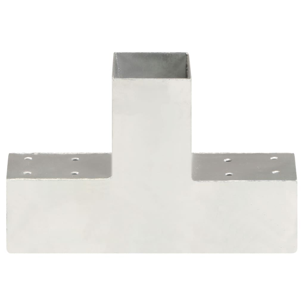 Paalverbindingen 4 st T-vorm 71x71 mm gegalvaniseerd metaal 71 x 71 mm T-vorm