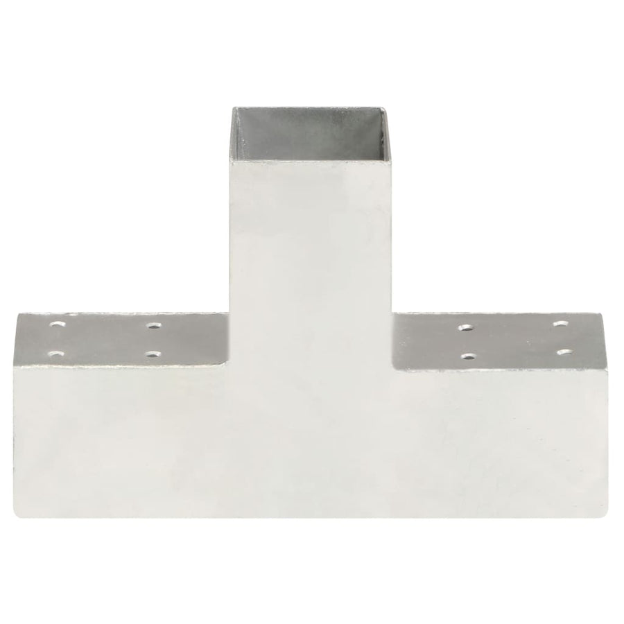 Paalverbindingen 4 st T-vorm 71x71 mm gegalvaniseerd metaal 71 x 71 mm T-vorm