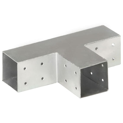 Paalverbindingen 4 st T-vorm 71x71 mm gegalvaniseerd metaal 71 x 71 mm T-vorm