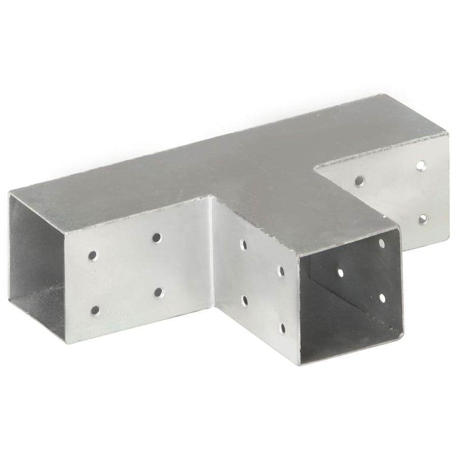 Paalverbindingen 4 st T-vorm 71x71 mm gegalvaniseerd metaal 71 x 71 mm T-vorm