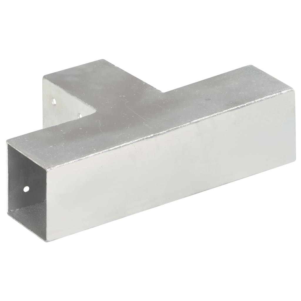 Paalverbindingen 4 st T-vorm 71x71 mm gegalvaniseerd metaal 71 x 71 mm T-vorm