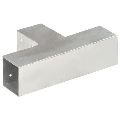 Paalverbindingen 4 st T-vorm 71x71 mm gegalvaniseerd metaal 71 x 71 mm T-vorm