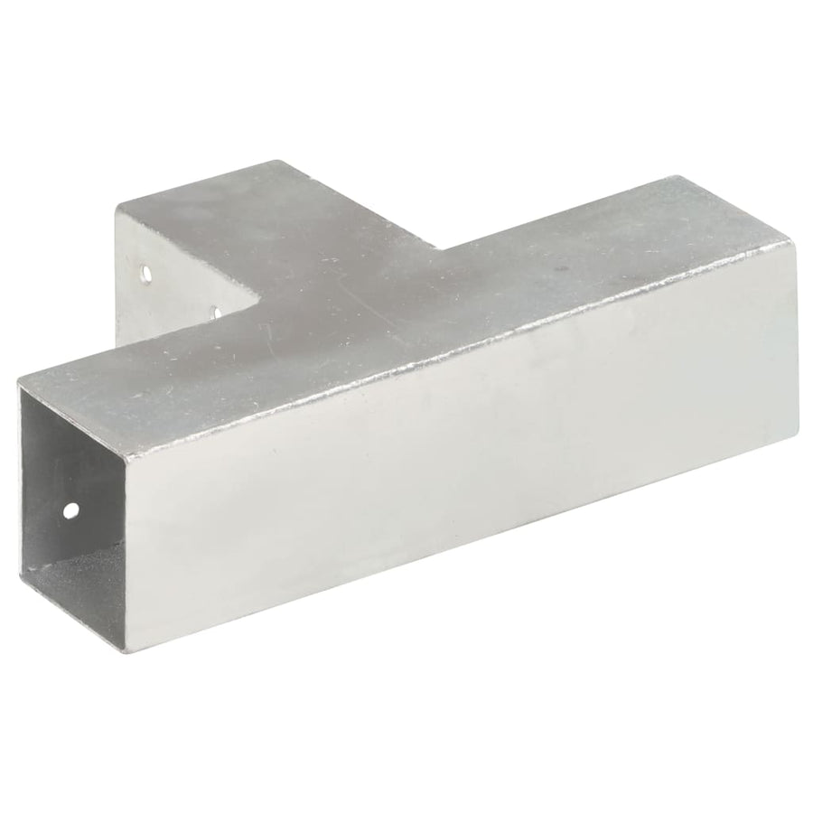 Paalverbindingen 4 st T-vorm 71x71 mm gegalvaniseerd metaal 71 x 71 mm T-vorm