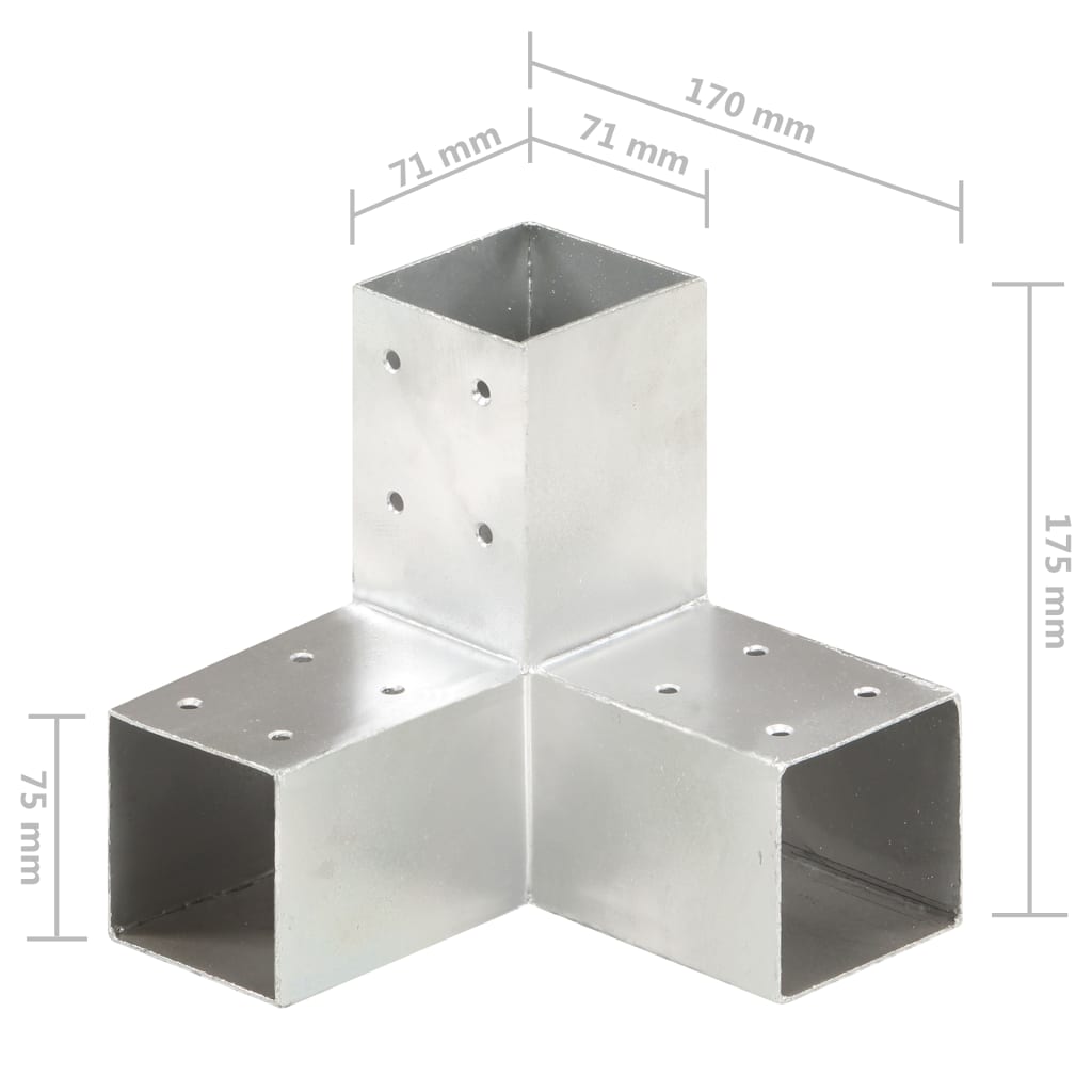 Paalverbindingen 4 St Y-Vorm 71X71 Mm Gegalvaniseerd Metaal 71 x 71 mm