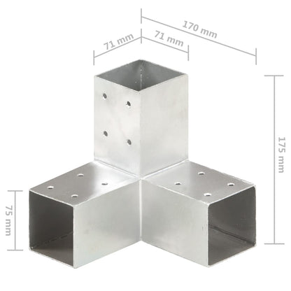 Paalverbindingen 4 St Y-Vorm 71X71 Mm Gegalvaniseerd Metaal 71 x 71 mm