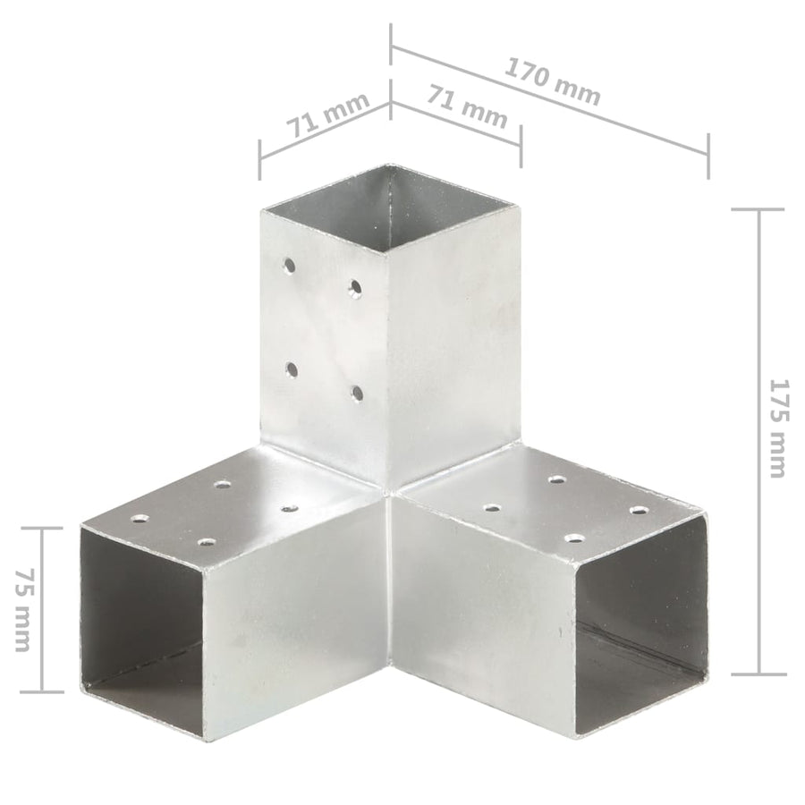 Paalverbindingen 4 St Y-Vorm 71X71 Mm Gegalvaniseerd Metaal 71 x 71 mm