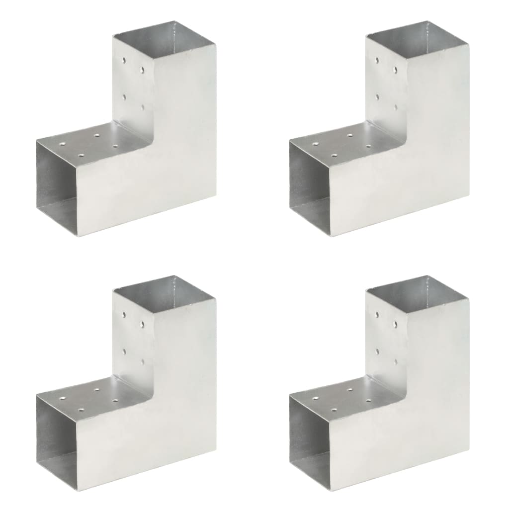 Paalverbindingen 4 st L-vorm 81x81 mm gegalvaniseerd metaal 81 x 81 mm L-vorm