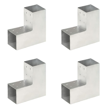 Paalverbindingen 4 st L-vorm 81x81 mm gegalvaniseerd metaal 81 x 81 mm L-vorm