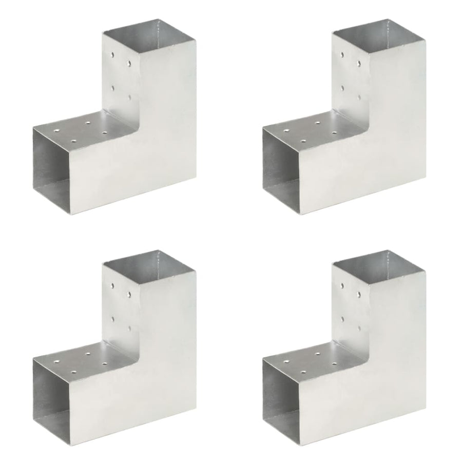 Paalverbindingen 4 st L-vorm 81x81 mm gegalvaniseerd metaal 81 x 81 mm L-vorm