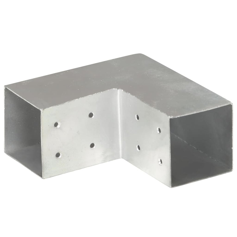 Paalverbindingen 4 st L-vorm 81x81 mm gegalvaniseerd metaal 81 x 81 mm L-vorm