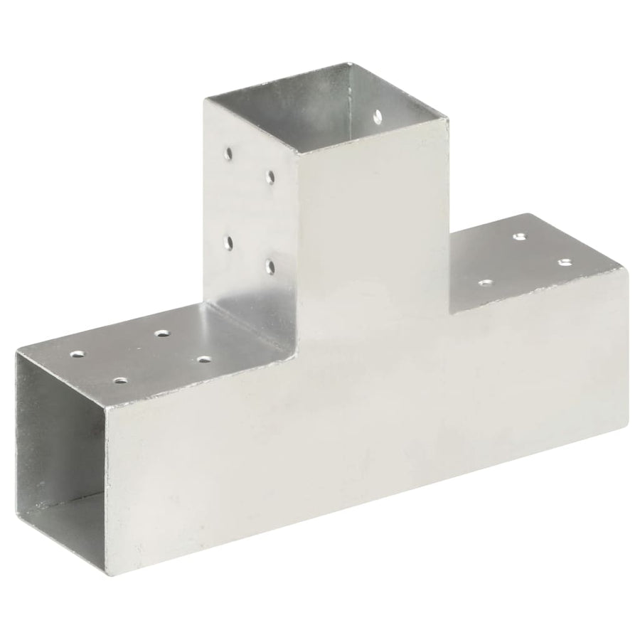 Paalverbindingen 4 st T-vorm 81x81 mm gegalvaniseerd metaal 81 x 81 mm T-vorm