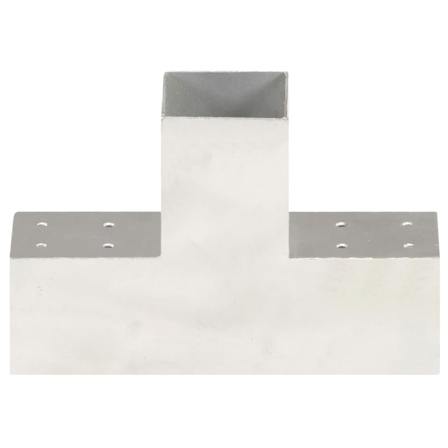Paalverbindingen 4 st T-vorm 81x81 mm gegalvaniseerd metaal 81 x 81 mm T-vorm