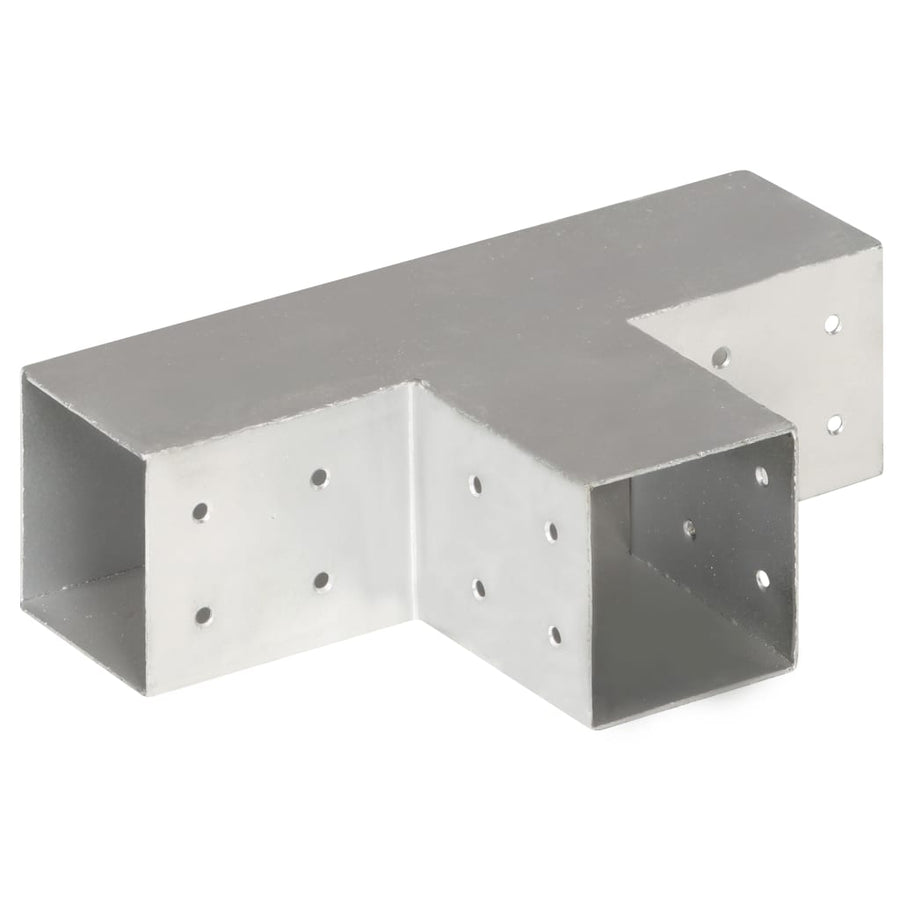 Paalverbindingen 4 st T-vorm 81x81 mm gegalvaniseerd metaal 81 x 81 mm T-vorm
