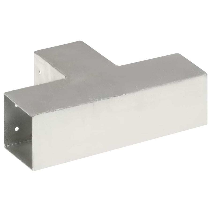 Paalverbindingen 4 st T-vorm 81x81 mm gegalvaniseerd metaal 81 x 81 mm T-vorm