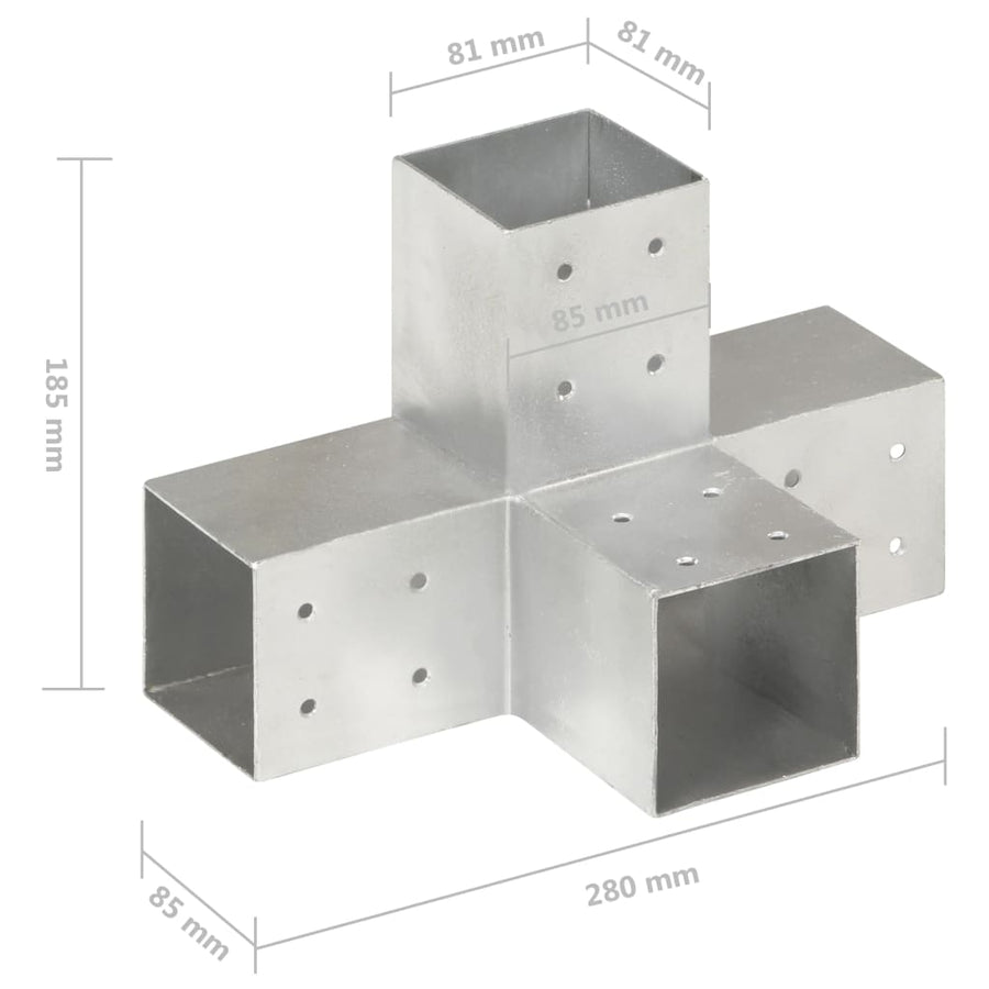 Paalverbindingen 4 St X-Vorm 81X81 Mm Gegalvaniseerd Metaal 81 x 81 mm