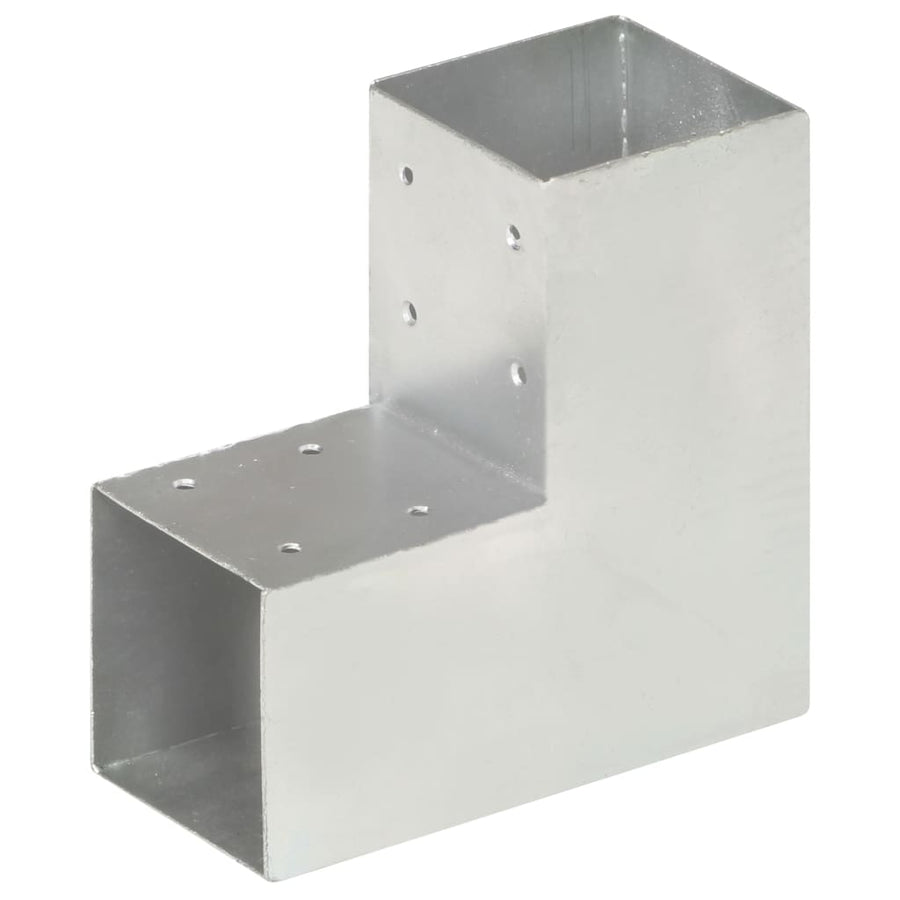 Paalverbindingen 4 st L-vorm 91x91 mm gegalvaniseerd metaal 91 x 91 mm L-vorm