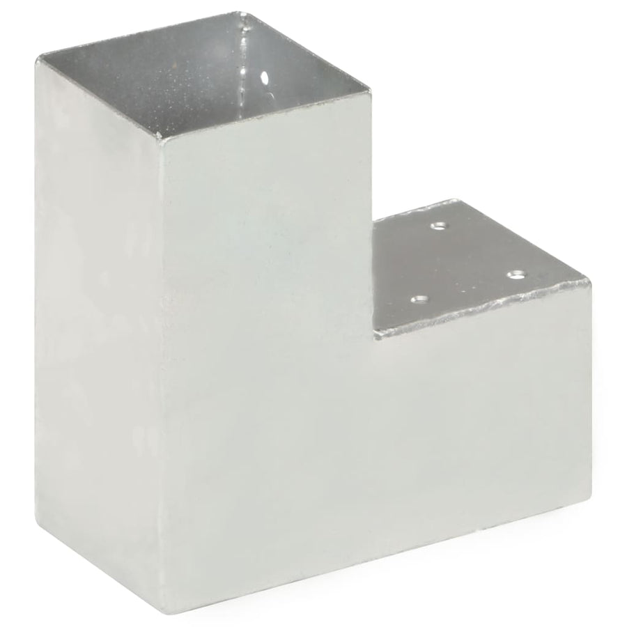 Paalverbindingen 4 st L-vorm 91x91 mm gegalvaniseerd metaal 91 x 91 mm L-vorm