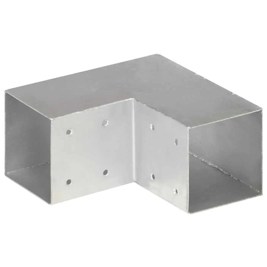 Paalverbindingen 4 st L-vorm 91x91 mm gegalvaniseerd metaal 91 x 91 mm L-vorm
