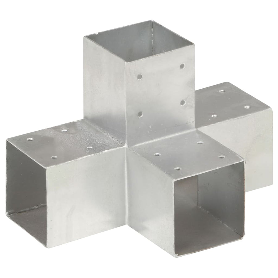 Paalverbindingen 4 st X-vorm 91x91 mm gegalvaniseerd metaal 91 x 91 mm X-vorm